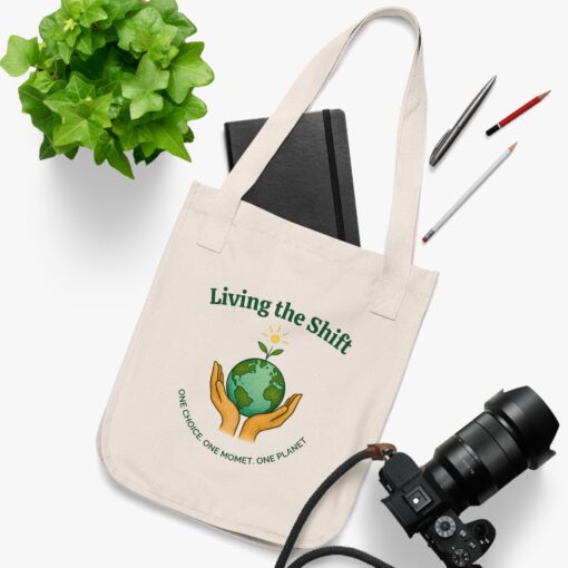 Living the Shift Eco Tote | 100% Organic Cotton Canvas Tote Bag | Reusable Market Unique Bag - Eco-Friendly for Sustainable Living - Image 4