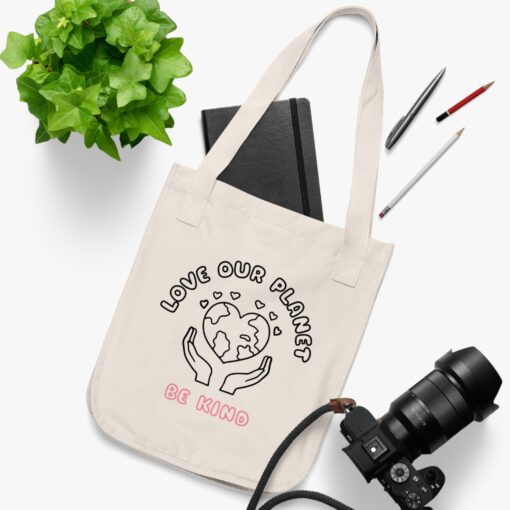 Love Our Planet Be Kind - Eco-Friendly Tote Bag - 100% Organic Cotton Market Tote by Soul Spark Cafe - Image 3