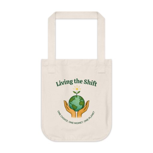 Living the Shift Eco Tote | 100% Organic Cotton Canvas Tote Bag | Reusable Market Unique Bag - Eco-Friendly for Sustainable Living