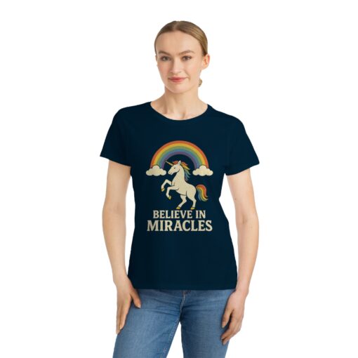 Believe in Miracles Magical Unicorn Rainbow Tee – Organic Women's Graphic T-Shirt | Unique T-Shirt from Soul Spark Cafe – 100% Organic Cotton - Image 8