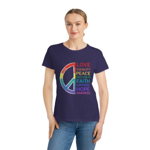 Rainbow Peace Sign - 100% Organic Cotton T-Shirt for Women | Love, Equality, Inclusion & Kindness Tee | | Soul Spark Cafe Unique T-Shirt - Image 10