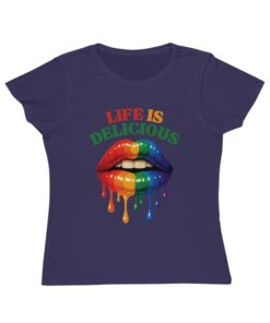 Colorful Lips Tee, LGBTQ Pride Shirt, Organic T-Shirt, Life is Delicious Top, Summer Outing T-Shirt, Gift for Friends - Image 9