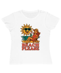 Beach Please Organic Women's T-Shirt, Summer Vibes Tee, Vacation Shirt, Beach Outfit, Sun Lover Gift