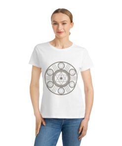 Alternative view of Merkaba Solar Cross Organic Cotton Unique T-Shirt for Women | Sacred Geometry Shirt | SoulSparkCafe