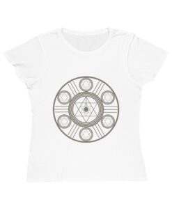 Merkaba Solar Cross Organic Cotton Unique T-Shirt for Women | Sacred Geometry Shirt | SoulSparkCafe