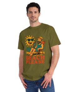 Beach Please Unisex Organic Classic T-Shirt, Summer Vibes Tee, Beach Lover Gift, Outdoor Activity Shirt, Casual Wear - Image 4
